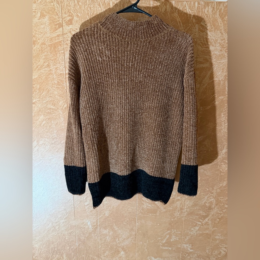 Cynthia Rowley Tan and Black Turtleneck Sweater